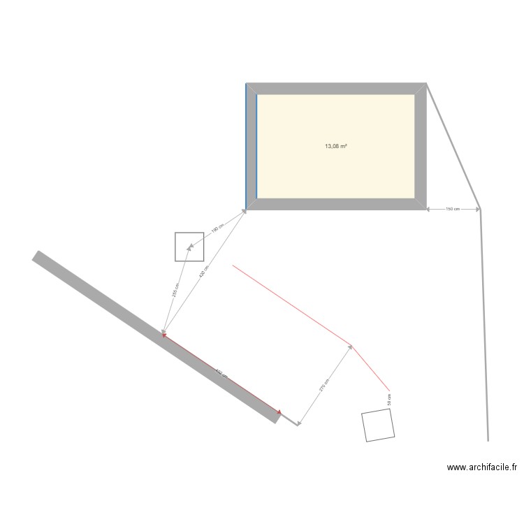 St Jean d'Illac Studio nu 2. Plan de 1 pièce et 13 m2