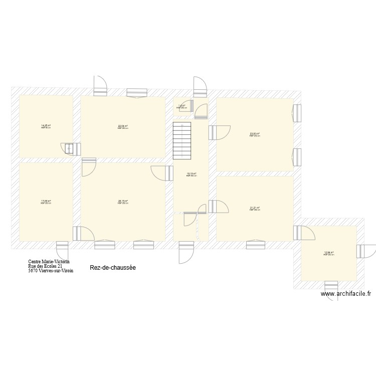 Rez CMV Vierves sol 5. Plan de 9 pièces et 161 m2