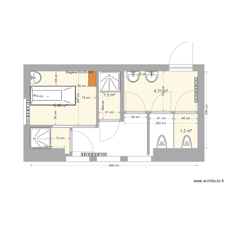 TR SDB GAUCHE PROJET 2A. Plan de 0 pièce et 0 m2