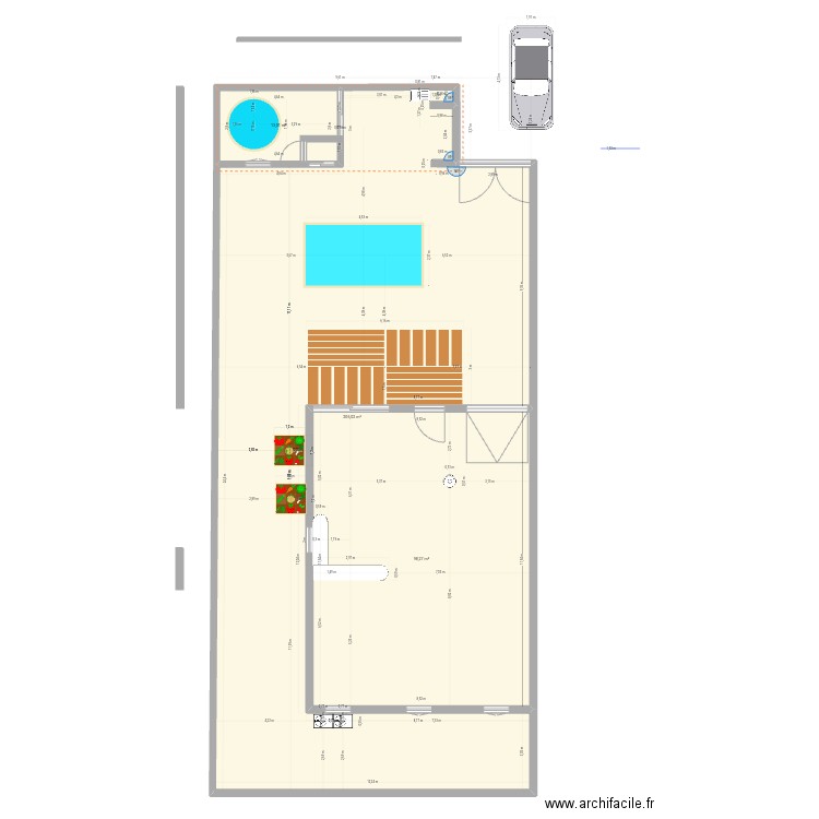 Terrain et maison . Plan de 3 pièces et 317 m2