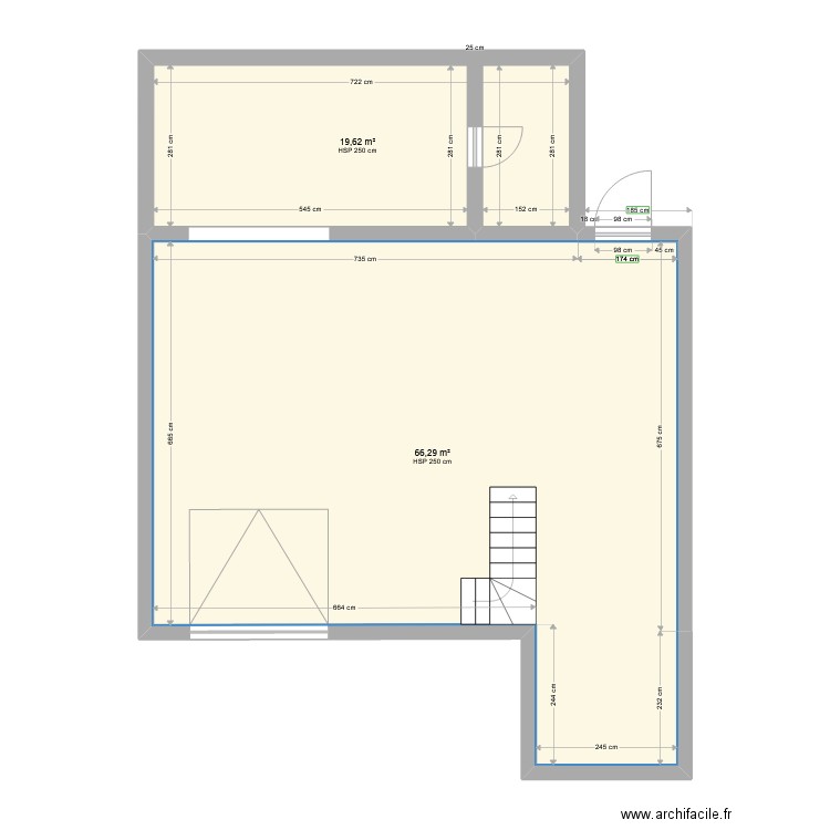 A.VLYSER HOUILLES. Plan de 2 pièces et 86 m2