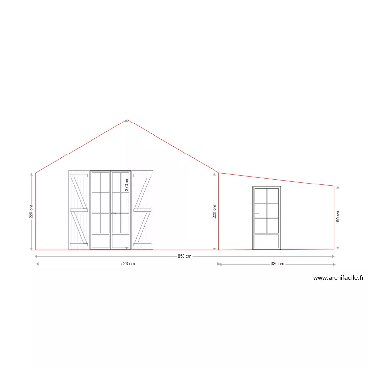 Fa&ccedil;ade sud. Plan de 