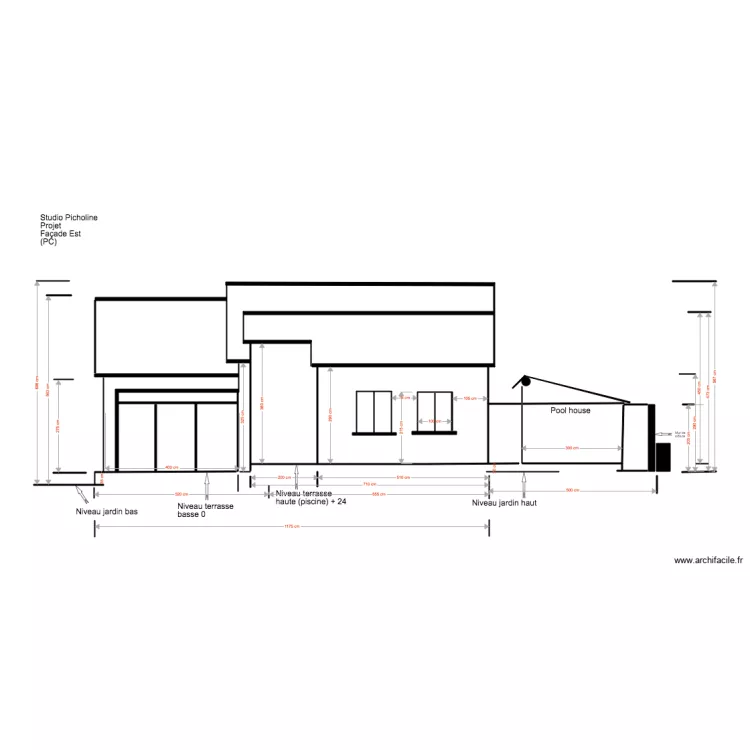 Studio Picholine Projet 03 18 3 PC Fa&ccedil;ade Est  Pool house. Plan de 