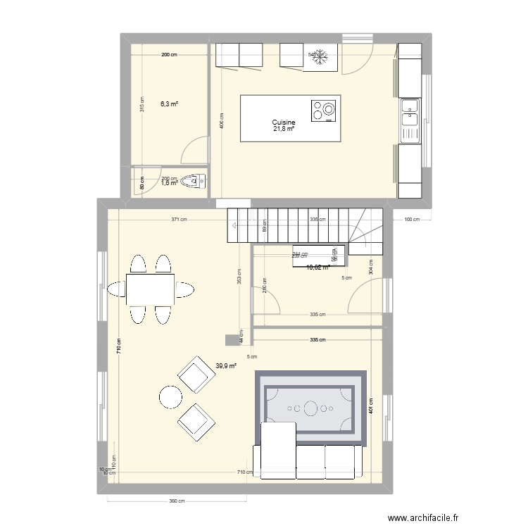 Rénovation. Plan de 5 pièces et 80 m2