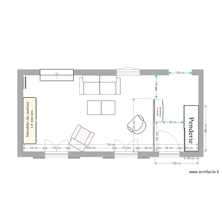 Salon et entrée V1. Plan de 0 pièce et 0 m2