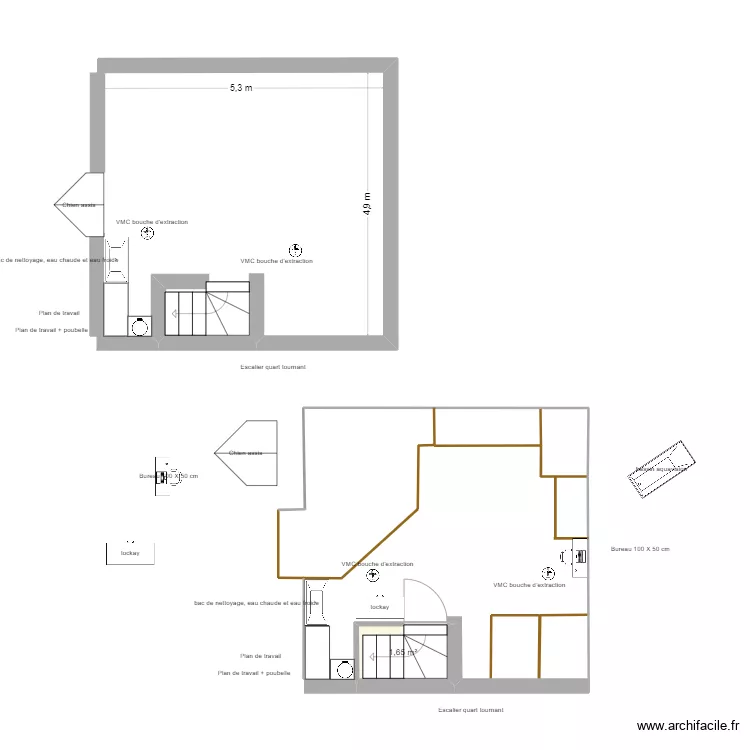 pièce refaite. Plan de pièce refaite. Plan de