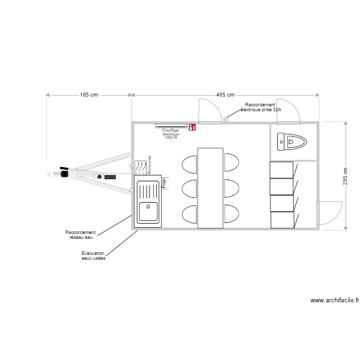 BVR 003 4PL. Plan de 2 pièces et 9 m2