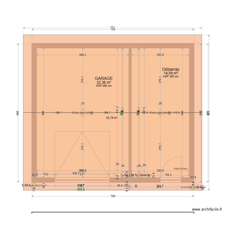 PLAN DEMASSE  . Plan de 2 pièces et 36 m2