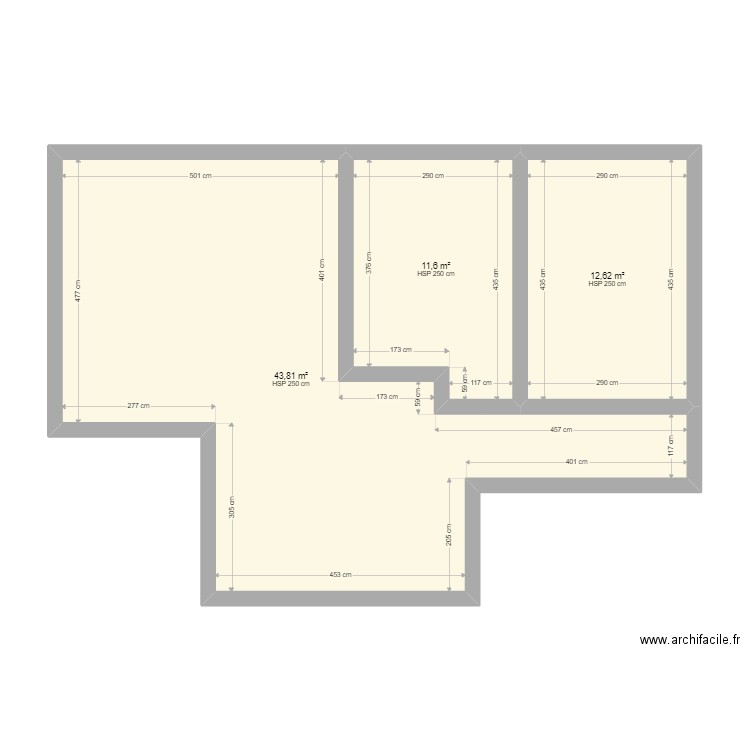 STANEK. Plan de 3 pièces et 68 m2