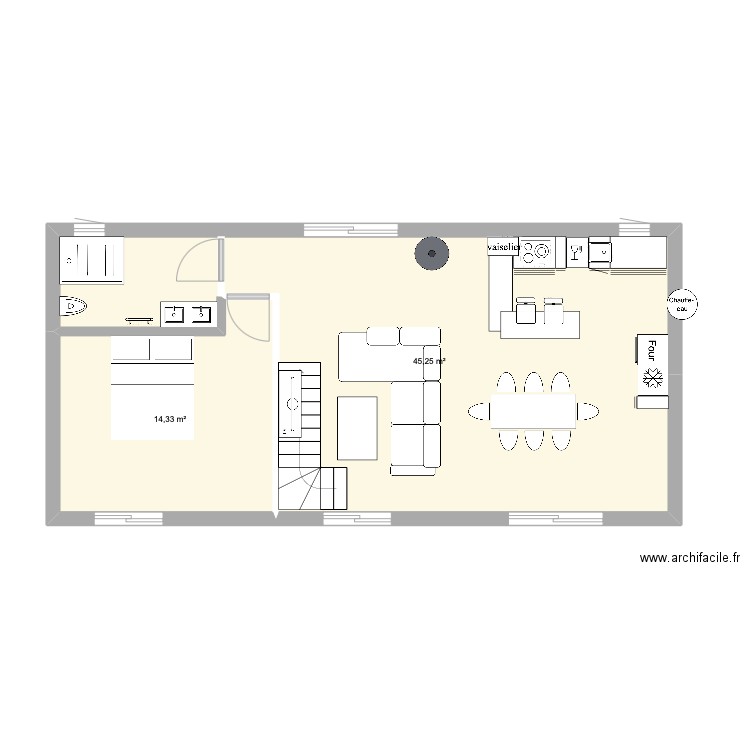 Gites 2. Plan de 2 pièces et 60 m2