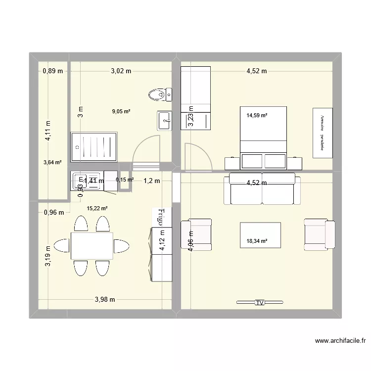 SAINT CHRISTOPHE. Plan de 6  et 61 m²