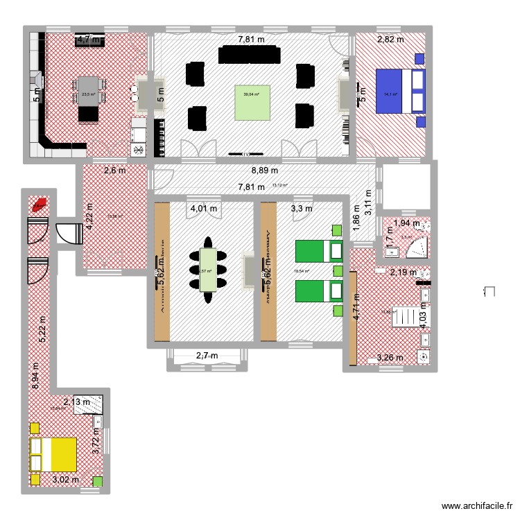 93 KLEBER 4. Plan de 13 pièces et 179 m2