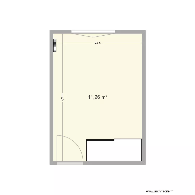 chambre vide Pauline. Plan de 1  et 11 m²