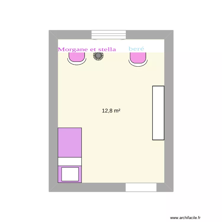 chambre de morgane. Plan de 1  et 13 m²