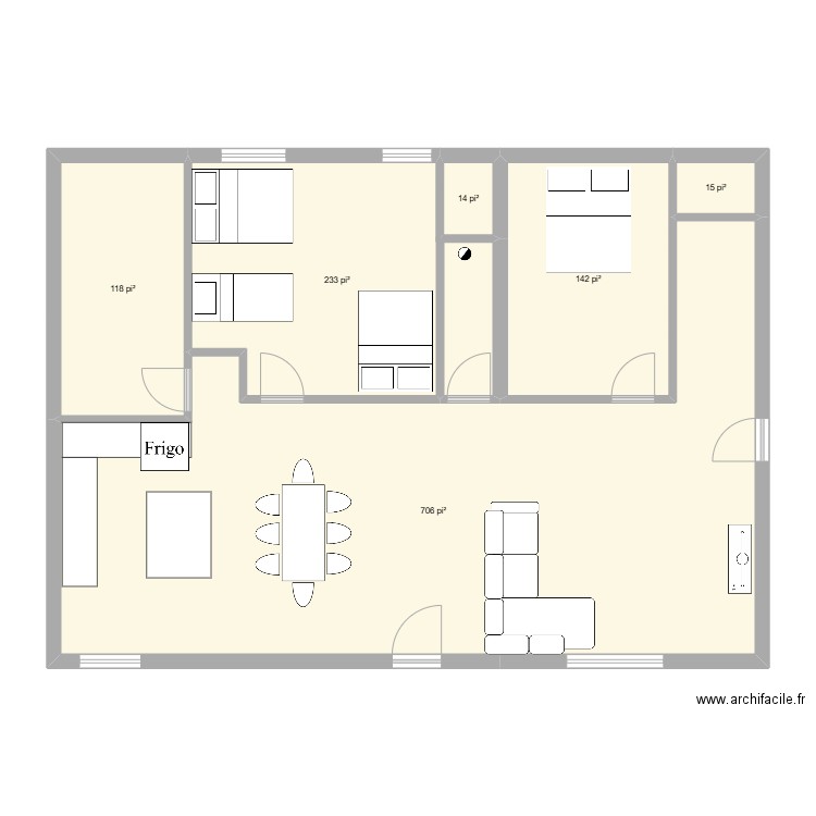 chalet agrandissement. Plan de 6 pièces et 114 m2