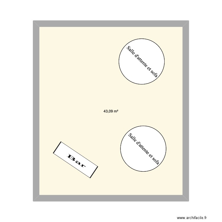 Terasse. Plan de 1 pièce et 43 m2