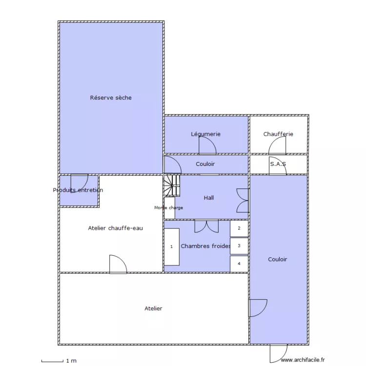 Cuisine &eacute;tage inf&eacute;rieur. Plan de 