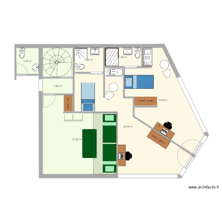 Chambres individuelles 2 dans pharmacie et extension. Plan de 0 pièce et 0 m2