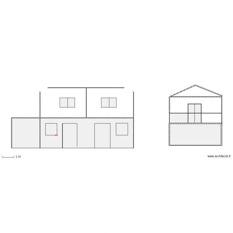 vue façade et toiture P2. Plan de 0 pièce et 0 m2