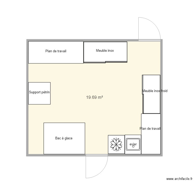 Laboratoire fabrication pains spéciaux. Plan de 0 pièce et 0 m2