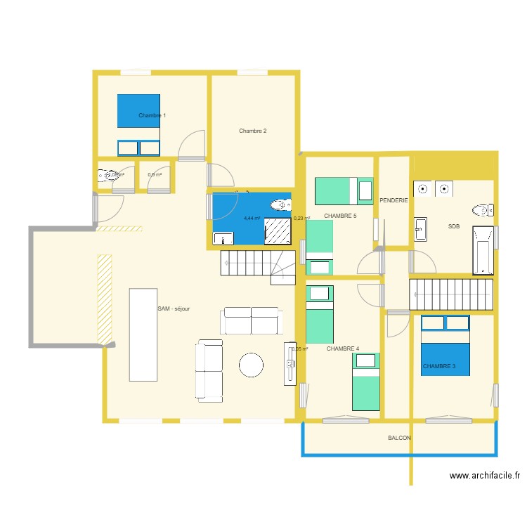 Chambre 1 RDV. Plan de 0 pièce et 0 m2