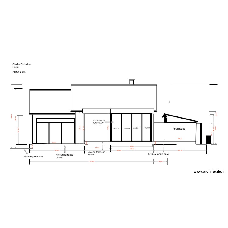 Studio Picholine Projet 02 19 3 Fa&ccedil;ade est . Plan de 0 pièce et 0 m2