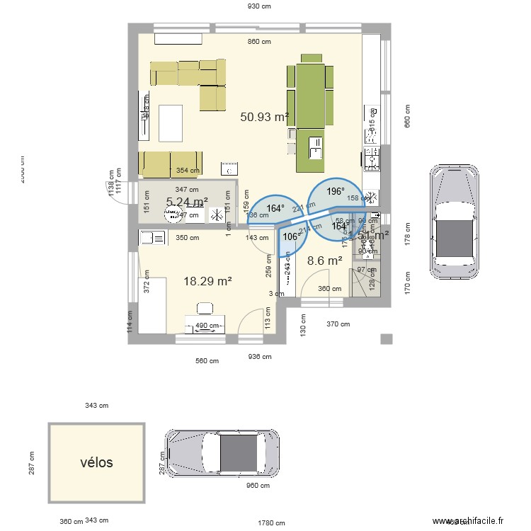 MAISON EN LONG cuisine gauche. Plan de 0 pièce et 0 m2