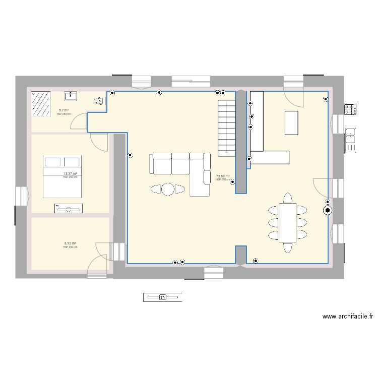 rdc attente gaine 25. Plan de 0 pièce et 0 m2