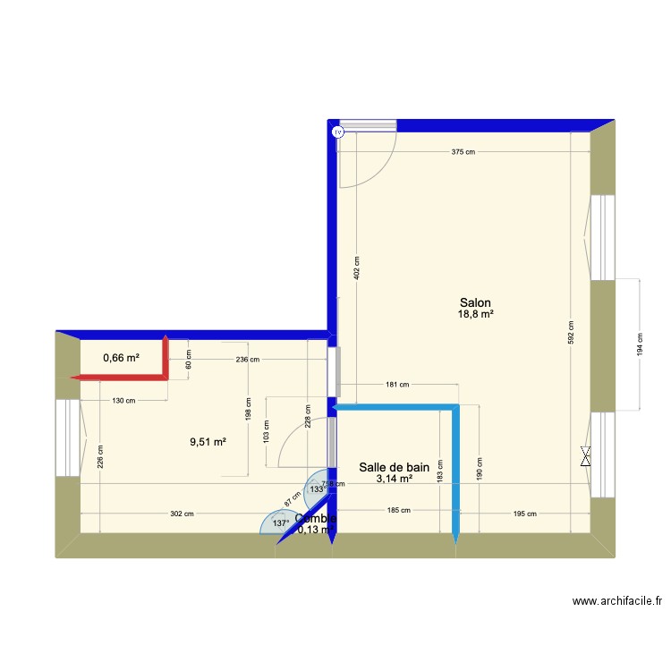 Louis Pasteur 2 Après (de masse). Plan de 5 pièces et 32 m2