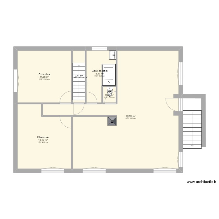 souligny. Plan de 6 pièces et 78 m2