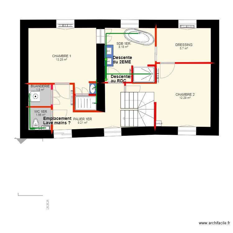 NEW Etage 1 Plomberie. Plan de 0 pièce et 0 m2