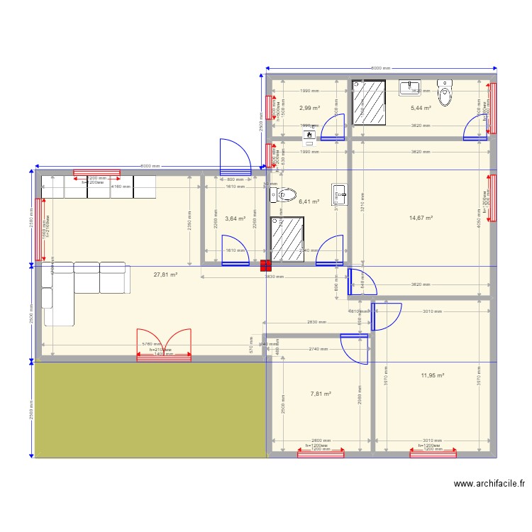 Акватория +. Plan de 9 pièces et 94 m2