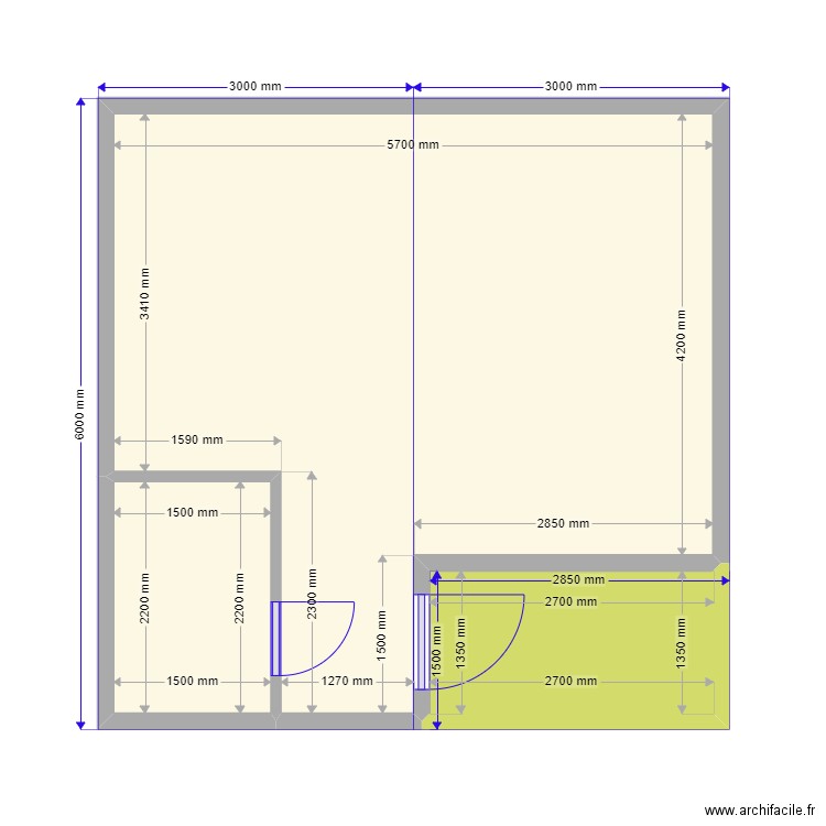 Олежа Крым. Plan de 3 pièces et 32 m2