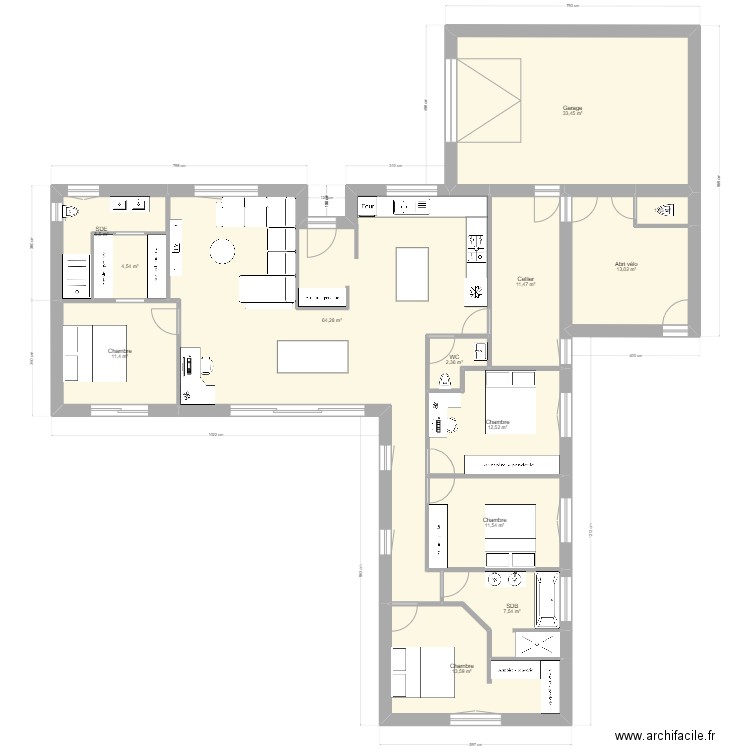 MAISON 2. Plan de 13 pièces et 193 m2