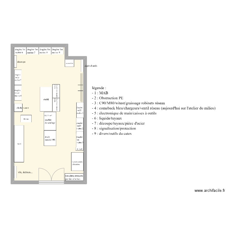 Atelier GRDF. Plan de 1 pièce et 59 m2