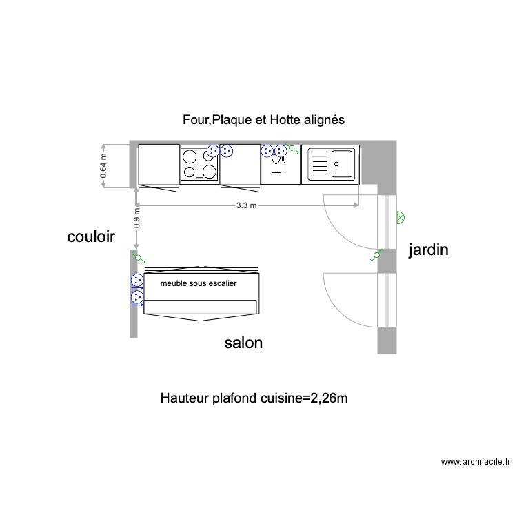 plan cuisine rectifié le 10 mars 21. Plan de 0 pièce et 0 m2