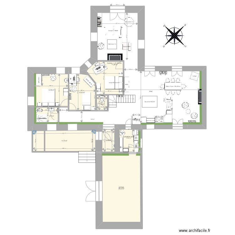 Branceilles 6. Plan de 9 pièces et 92 m2