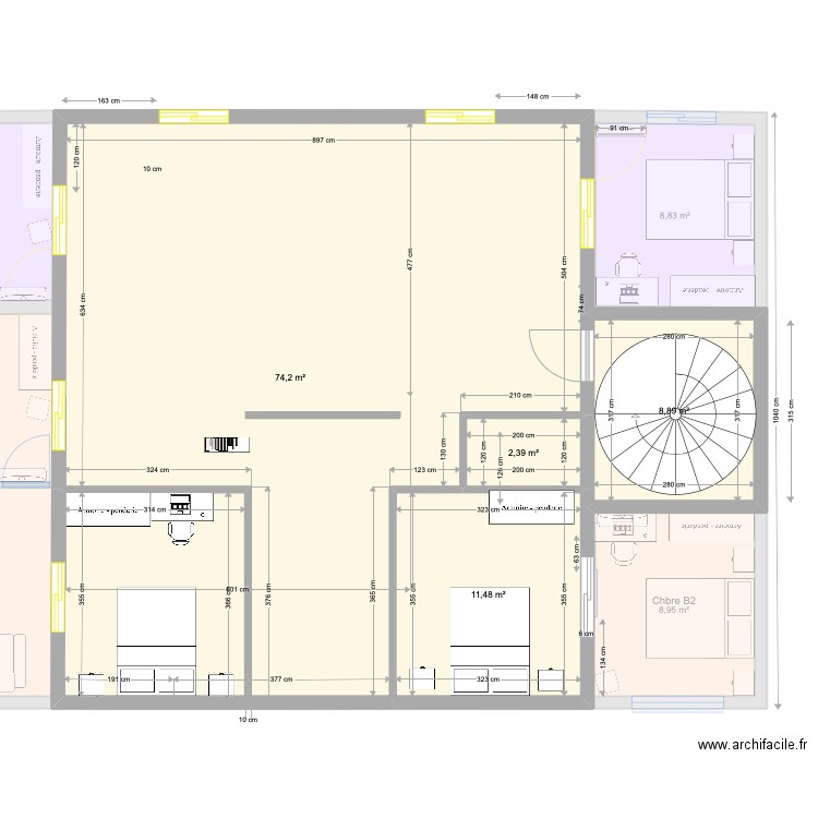 DELTEL PROJET (R+1). Plan de 26 pièces et 408 m2
