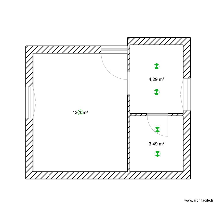 Rénovation studio. Plan de 3 pièces et 21 m2