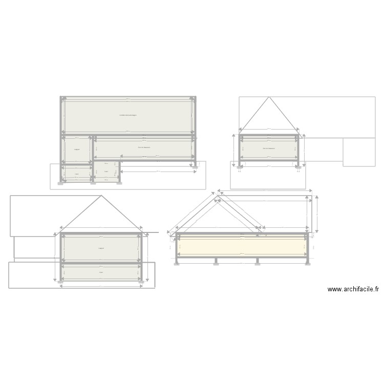 Coupe Pignons. Plan de 0 pièce et 0 m2