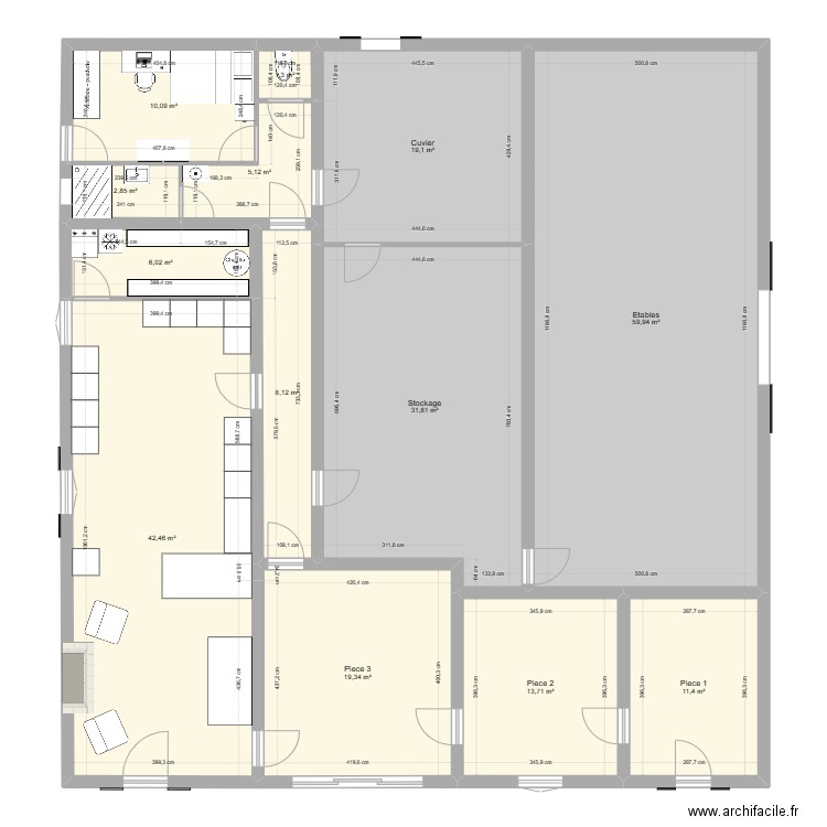 La Fleur Phase 1 Cuisine. Plan de 13 pièces et 231 m2