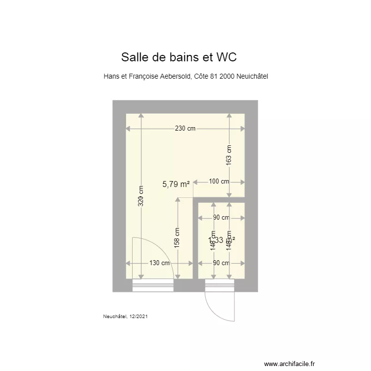Salle de bains et WC. Plan de Salle de bains et WC. Plan de