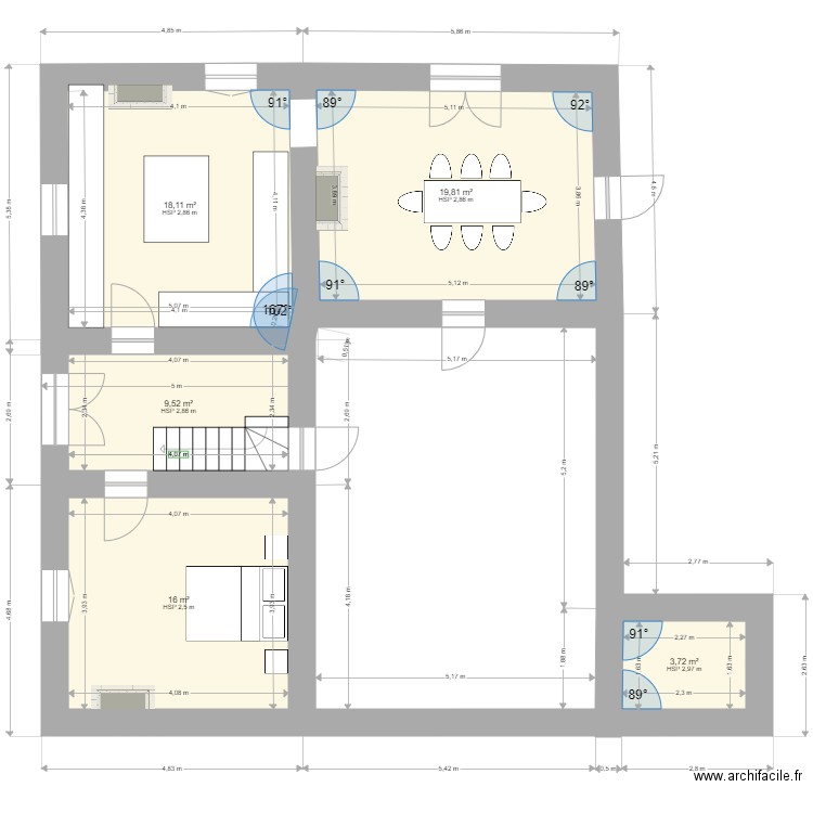Maison Arces. Plan de 5 pièces et 67 m2
