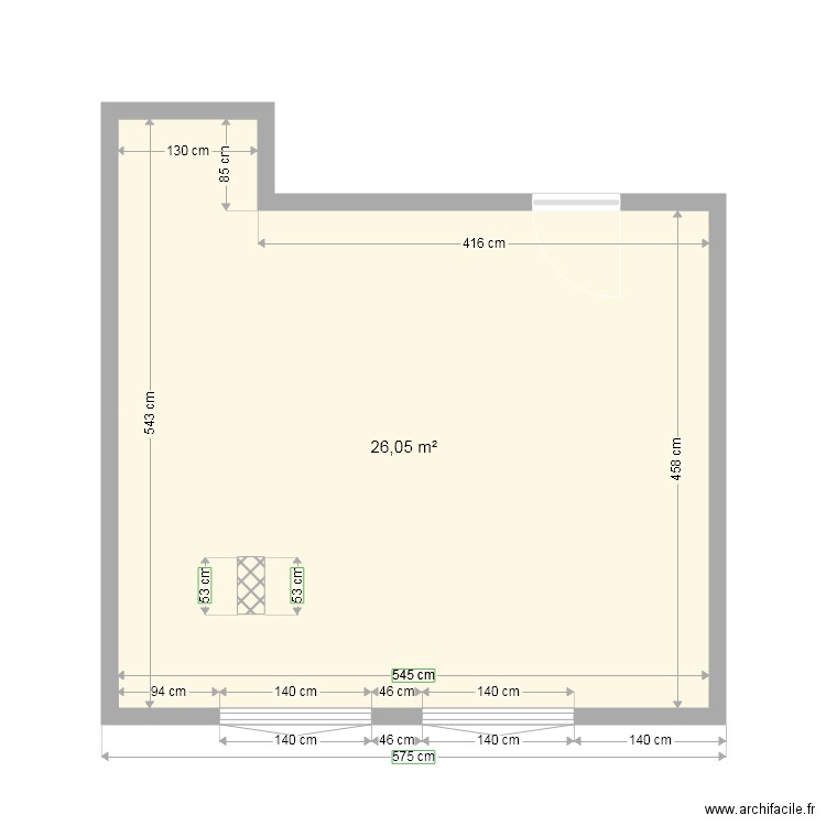 abb. Plan de 1 pièce et 26 m2
