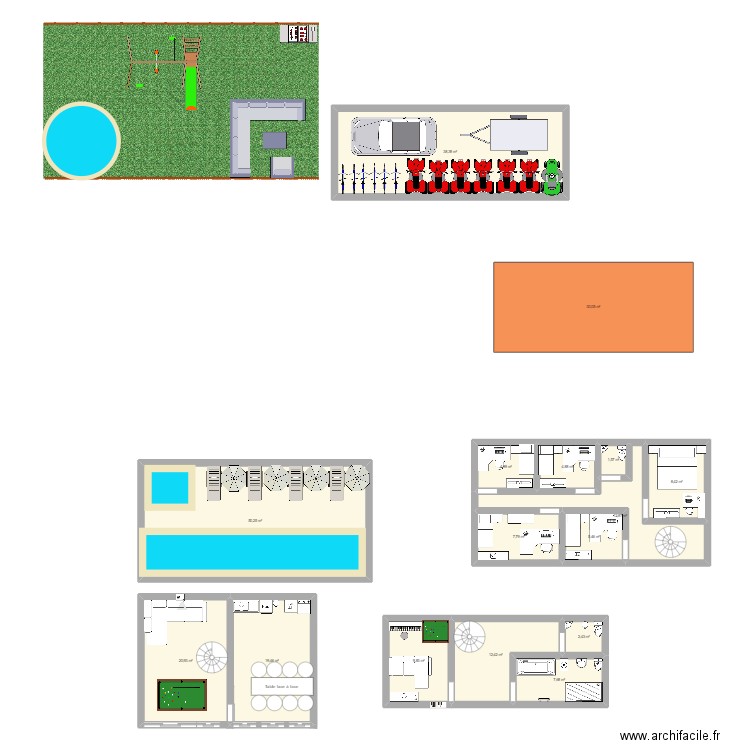 maison future. Plan de 16 pièces et 237 m2