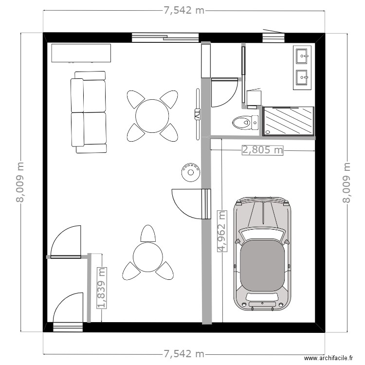 VIDAL NARBONNE. Plan de 1 pièce et 54 m2