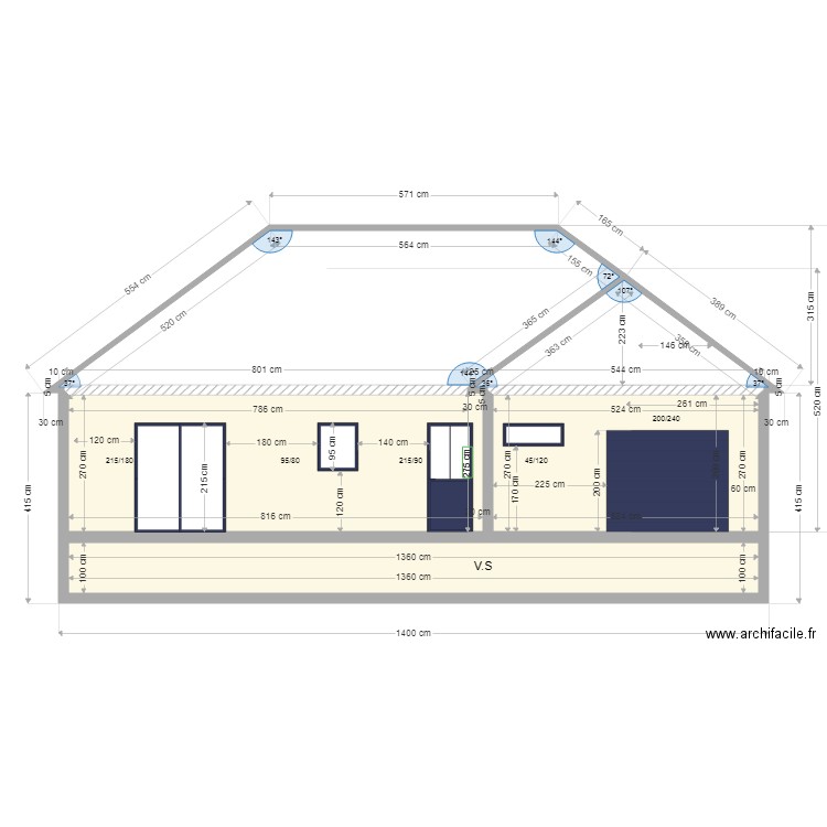 plan de coupe. Plan de 0 pièce et 0 m2