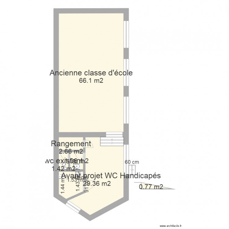 wc handicapés. Plan de 0 pièce et 0 m2