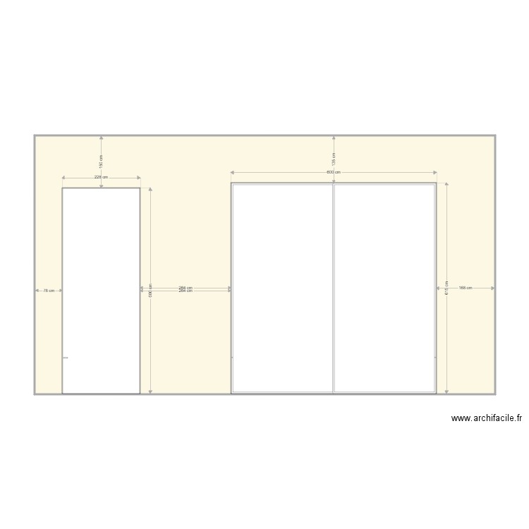 wall 19 doors X 3. Plan de 1 pièce et 100 m2