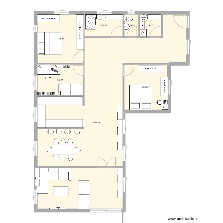 maison 1. Plan de 7 pièces et 133 m2